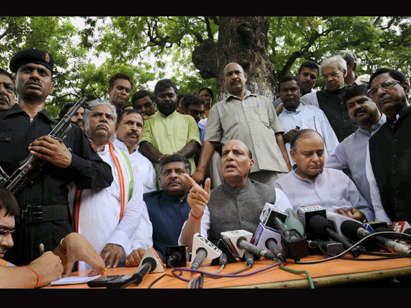 BJP President Rajnath Singh along with senior party leaders