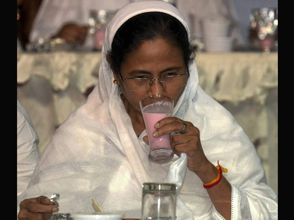 Mamata Banerjee enjoying her drink