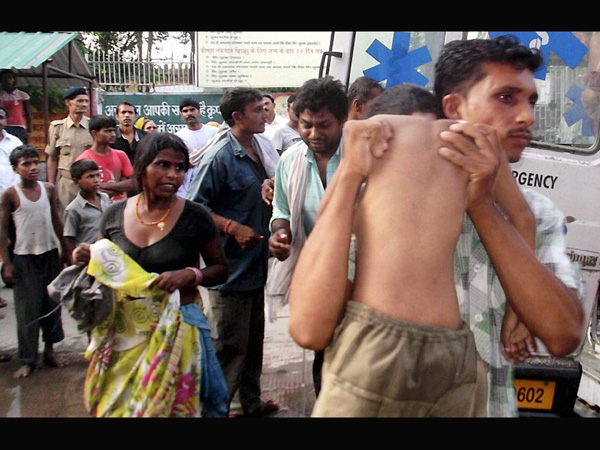 School children being rushed to a hospital 