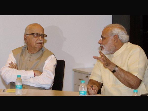 L K Advani with Narendra Modi during party Parliamentary Board Meeting
