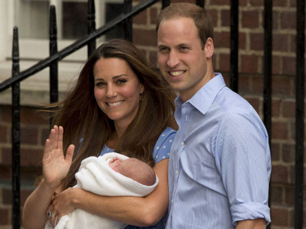 Kate and William with their newborn son Kate and William with their newborn son