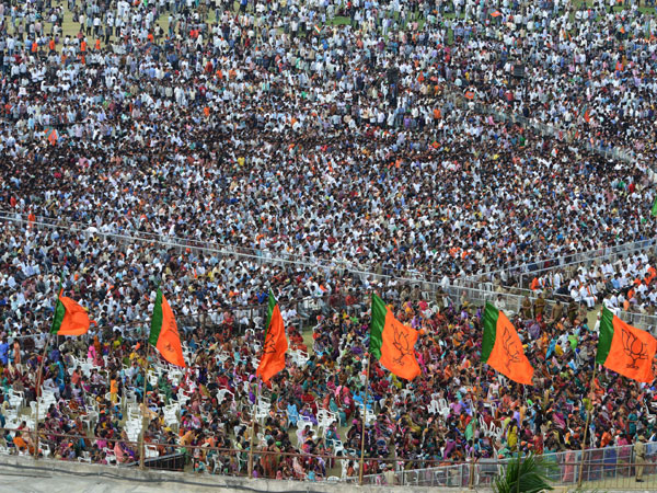 Sea of people at the L B Shastri Stadium