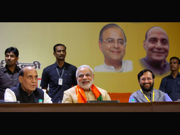 Rajnath Singh, Narendra Modi and Prakash Javadekar