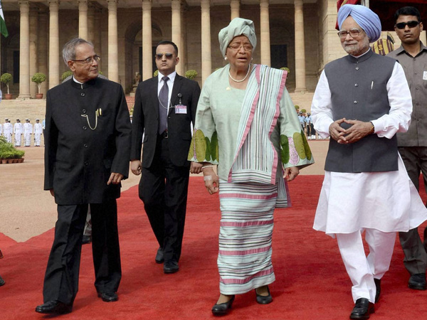 Ceremonial reception of Liberian Prez at Rashtrapati Bhawan