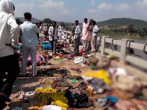 Scene after a stampede at the Sind River