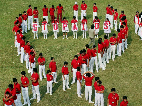 School students during an AIDS awarness rally