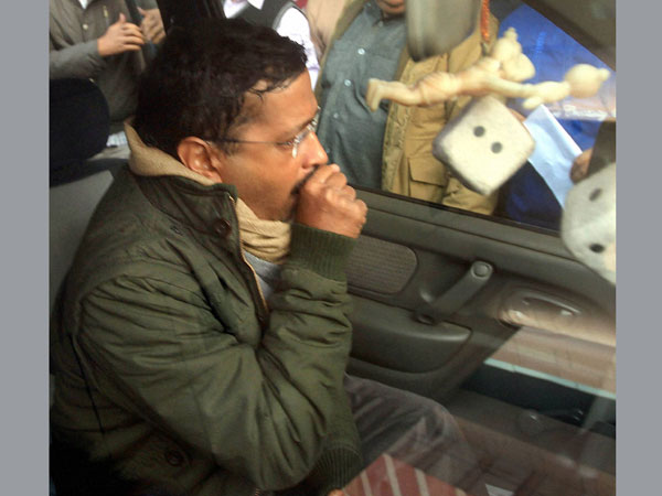 Delhi Chief Minister Arvind Kejriwal leaves after meeting with Comptroller and Auditor General of India Shashi Kant Sharma (unseen) in New Delhi on Dec 31.