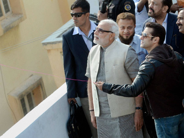 Salman Khan flying kite with Narendra Modi
