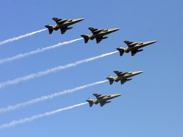 Indian Air Force aircraft fly past Rajpath during 65th Republic Day Parade