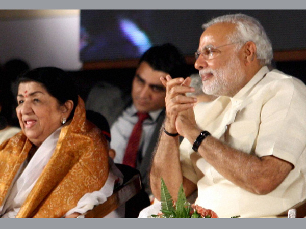 Narendra Modi and veteran singer Lata Mangeshkar