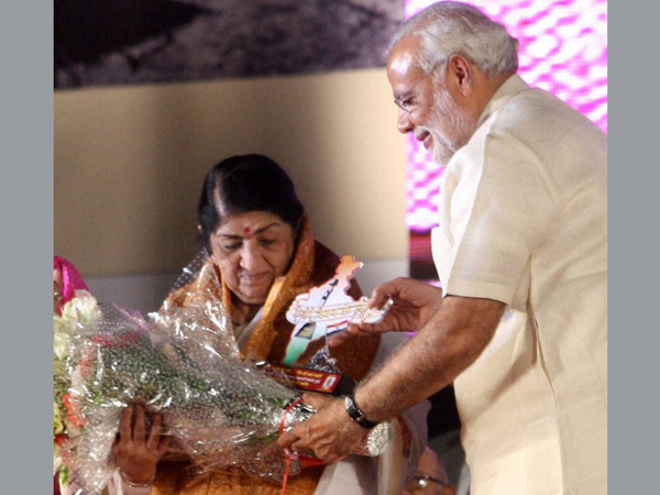 Narendra Modi and veteran singer Lata Mangeshkar