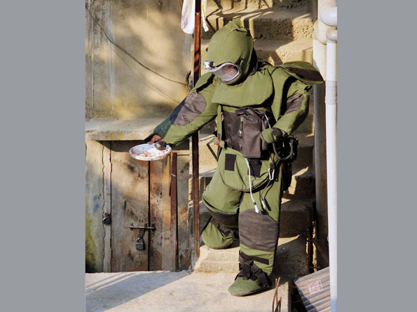 A bomb disposal squad member