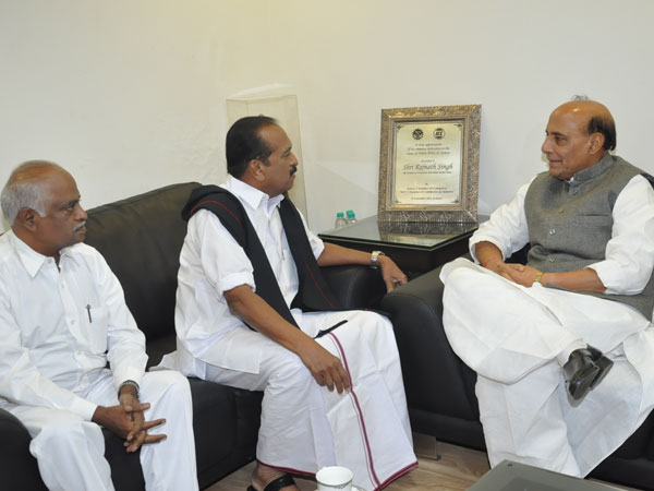 In pics: Vaiko meets Rajnath Singh in Delhi In pics: Vaiko meets Rajnath Singh in Delhi