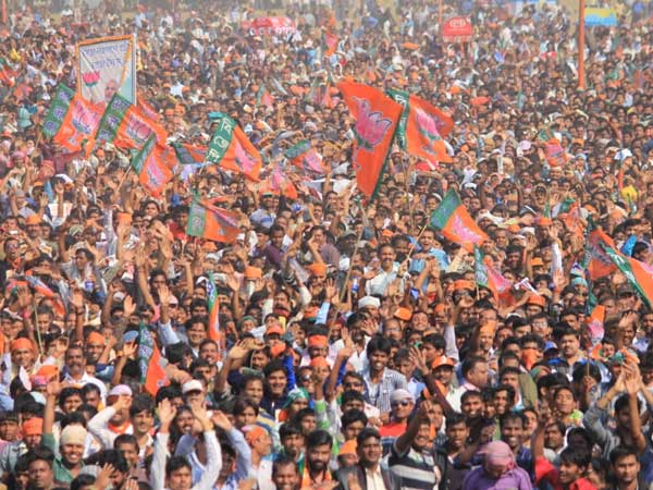 Supporters at Narendra Modi's Jan Chetna Rally at Kolkata
