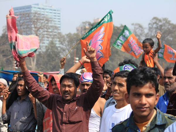 Supporters at Narendra Modi's Jan Chetna Rally at Kolkata
