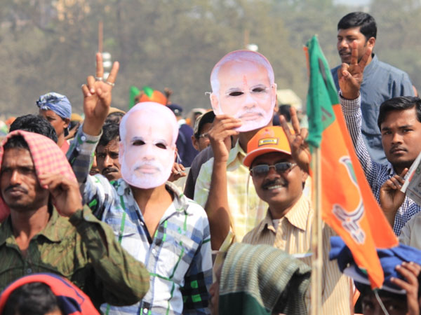 Supporters at Narendra Modi's Jan Chetna Rally at Kolkata