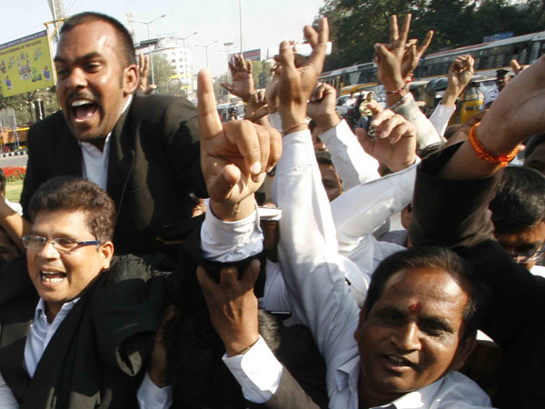 Telangana celebrates after the bill is passed