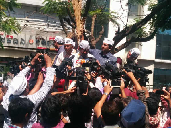 AAP leader meets people in Bangalore