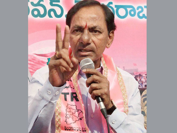 TRS President K. Chandrashekar Rao addresses the media