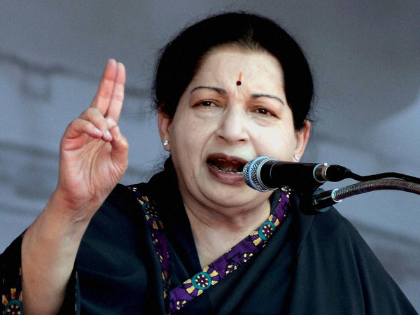 J Jayalalithaa addressing an election campaign