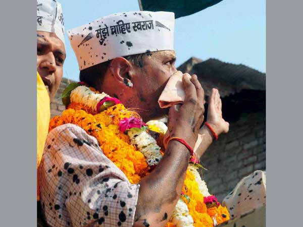 Ink attack on Arvind Kejriwal