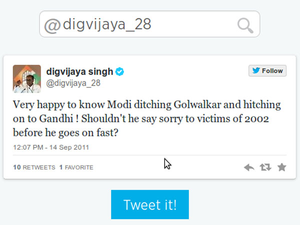 Digvijay Singh is Congress General Secretary and may be fielded against Modi from Varanasi.