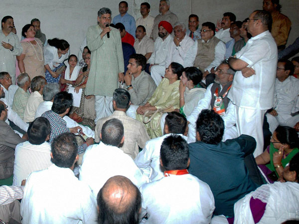 Sandeep Dikshit at an election campaign meeting at his constituency