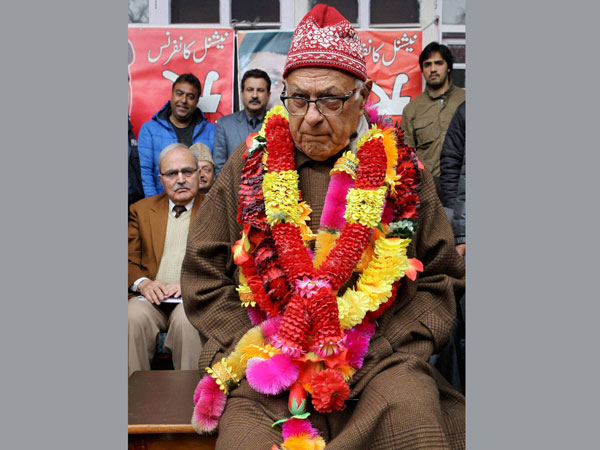 Farooq Abdullah during a workers meet