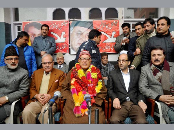 Farooq Abdullah along with National Conference senior party leaders