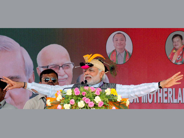 BJP Prime ministerial candidate Narendra Modi addressing an election rally