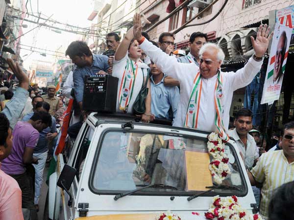 Kapil Sibal during his campaign for Lok Sabha elections
