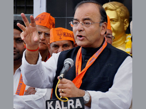 Arun Jaitley along with the party workers during a program
