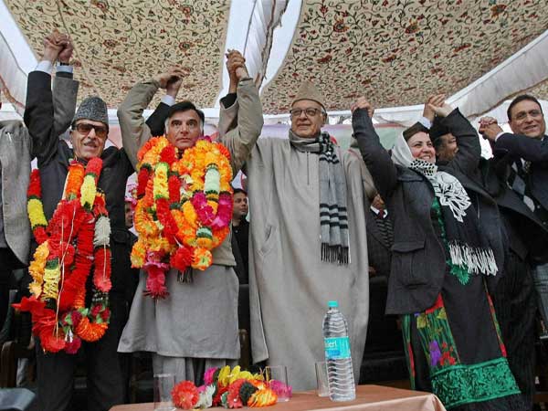 Farooq Abdullah and State Congress chief Saif-ud-Din Soz