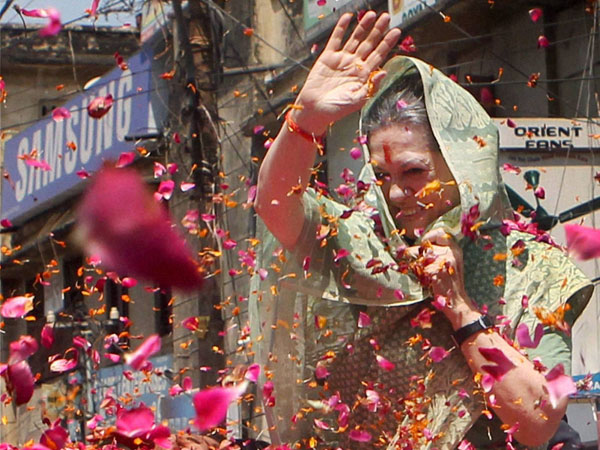 Sonia Gandhi during her nomination filing procession