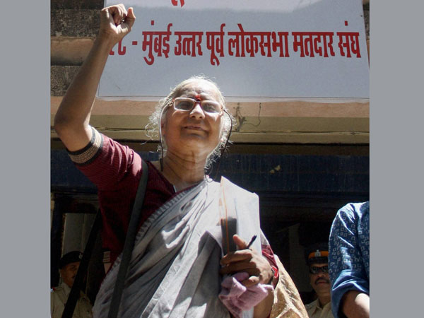 AAP Party candidate Medha Patkar during a road show