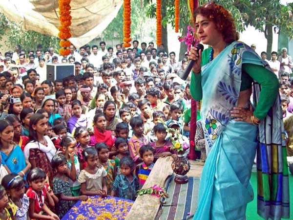 TMC candidate Satabdi Roy addresses an election campaign