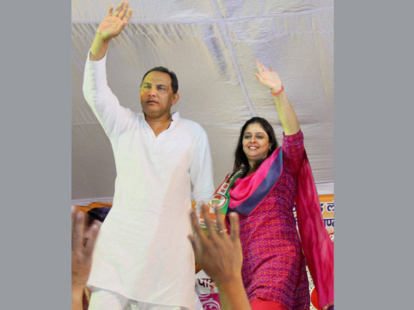 Mohd Azharuddin and party's candidate from Meerut Nagma
