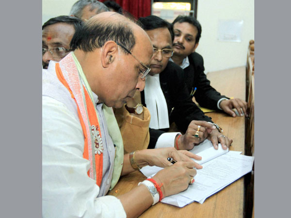 Rajnath Singh filing his nomination papers