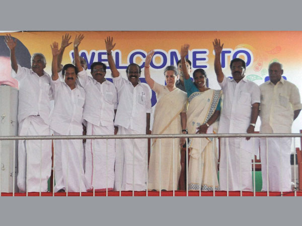 Sonia Gandhi greets people at an election meeting Sonia Gandhi greets people at an election meeting