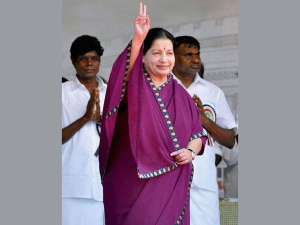 AIADMK Supremo J Jayalalithaa at an election campaign
