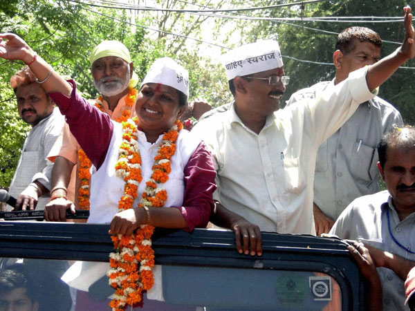 Arvind Kejriwal during a road show