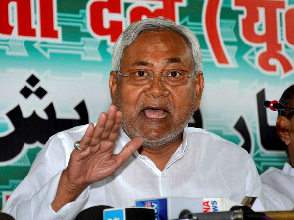 Nitish Kumar addressing a press conference