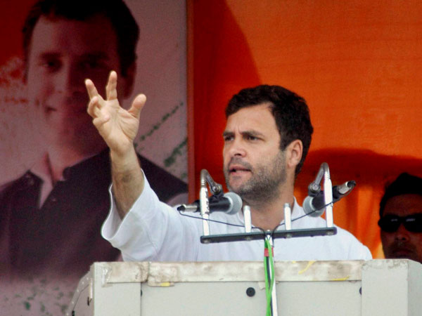 Rahul Gandhi at an election rally in Silchar