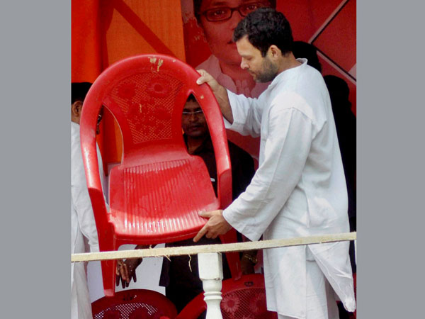 Rahul Gandhi at an election rally in Silchar