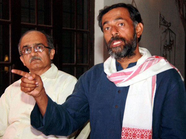 Yogendra Yadav and Party senior leader Prashant Bhushan Yogendra Yadav and Party senior leader Prashant Bhushan