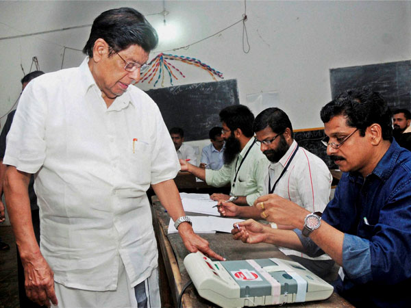 Malappuram UDF candidate E Ahamed gets his finger marked Malappuram UDF candidate E Ahamed gets his finger marked