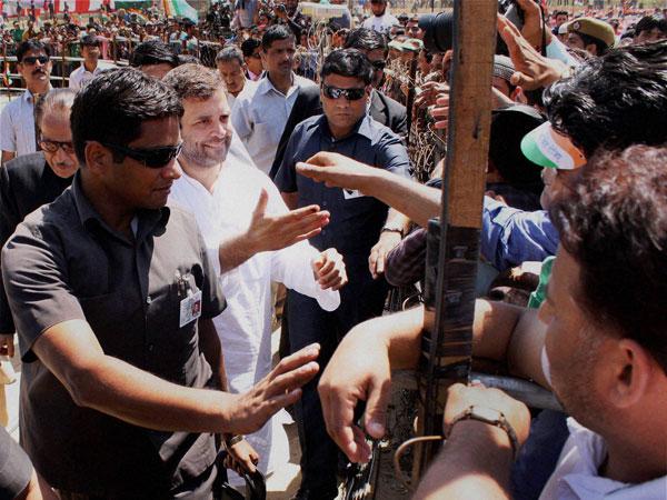 Rahul Gandhi meeting supporters at an election campaign Rahul Gandhi meeting supporters at an election campaign