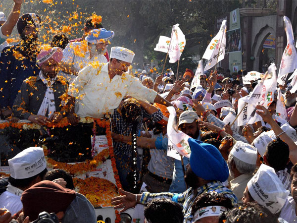 Arvind Kejriwal during an election roadshow Arvind Kejriwal during an election roadshow