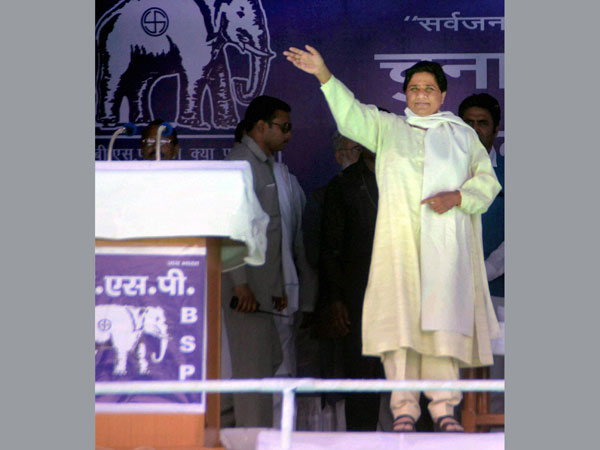 BSP supremo Mayawati waves at an election rally BSP supremo Mayawati waves at an election rally