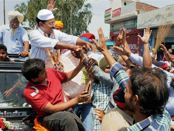 AAP Party Chief Arvind Kejriwal campaigns